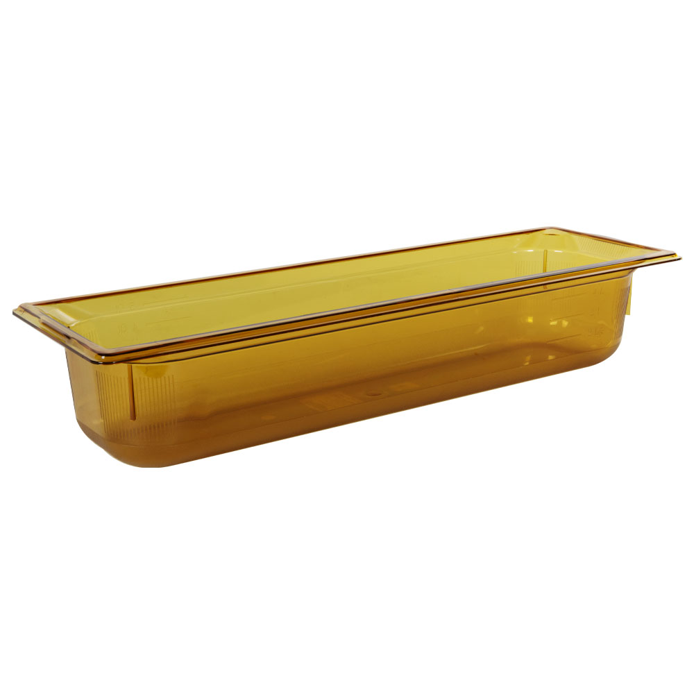 5.7 Quart Amber Polycarbonate High Temperature 1/2 Long Food Pan