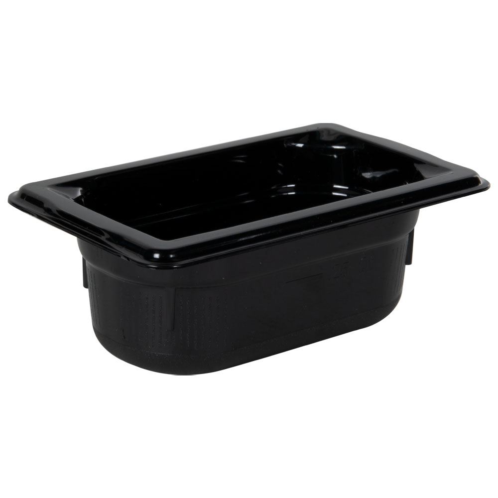 0.6 Quart Black Polycarbonate High Temperature 1/9 Food Pan