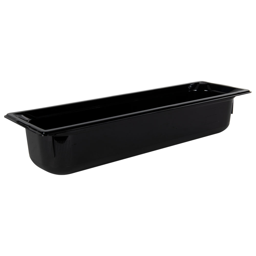 5.7 Quart Black Polycarbonate High Temperature 1/2 Long Food Pan