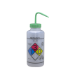 1000mL Methanol GHS Labeled Right-to-Know, Vented Wash Bottle with Green Dispensing Nozzle