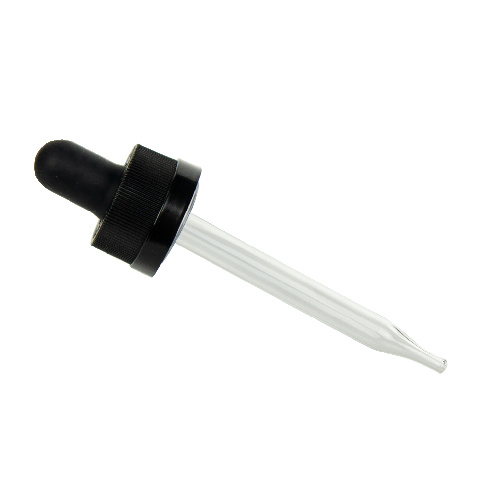18/400 Black Child Resistant Glass Pipette Dropper with 77mm Tube