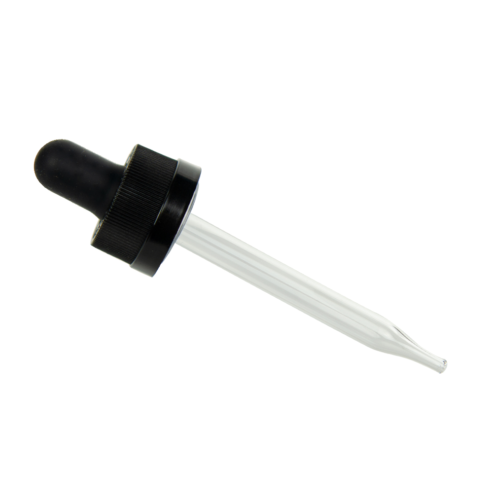 18/400 Black Child Resistant Glass Pipette Dropper with 77mm Tube U.S