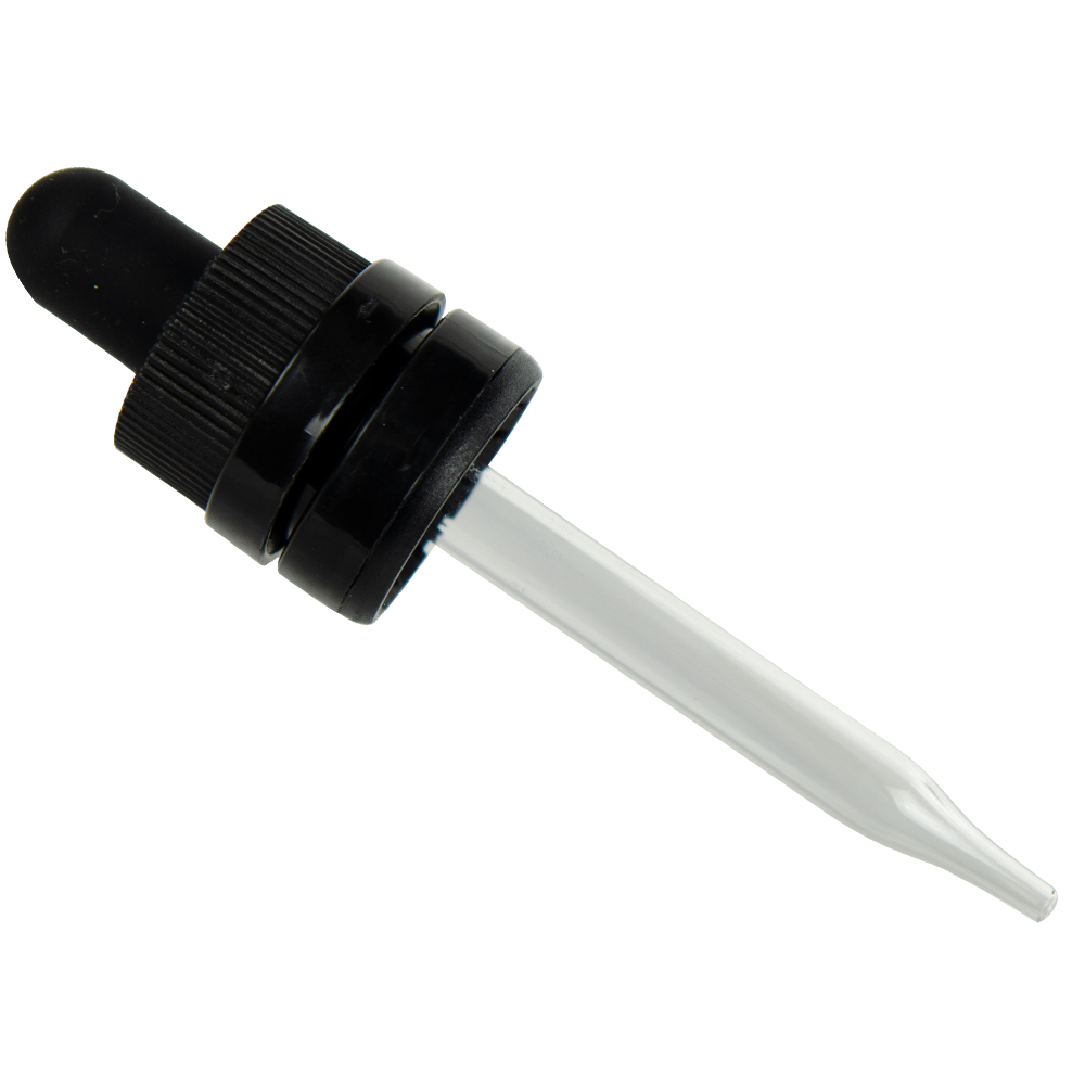 18/415 Super CRC/TE Black Glass Dropper Assembly with 77mm Tube
