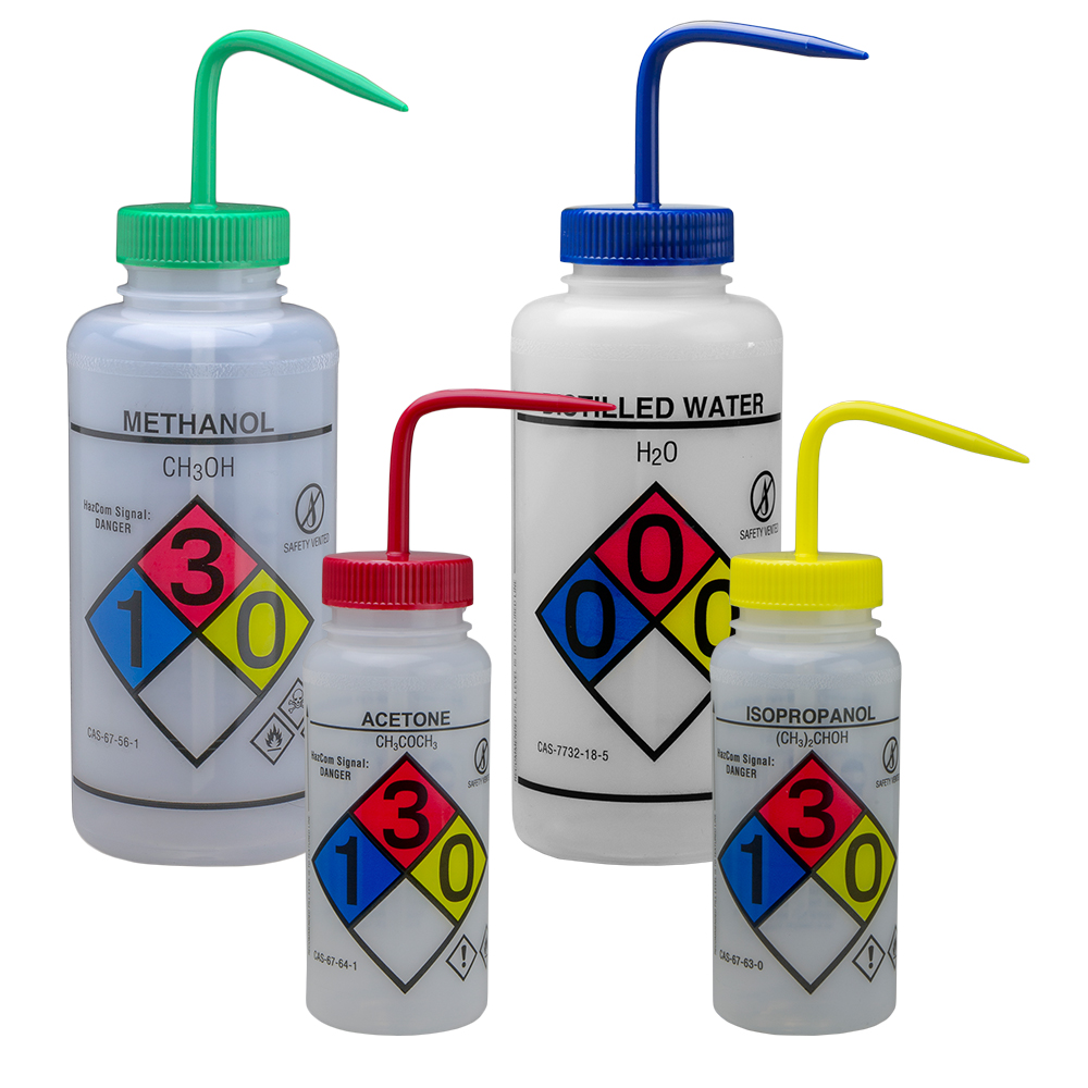Polyethylene w/Yellow Polypropylene Cap 32oz F12432-0015 Pack of 2 SP Bel-Art GHS Labeled Safety-Vented Sodium Hypochlorite Bleach Wash Bottles; 1000ml 