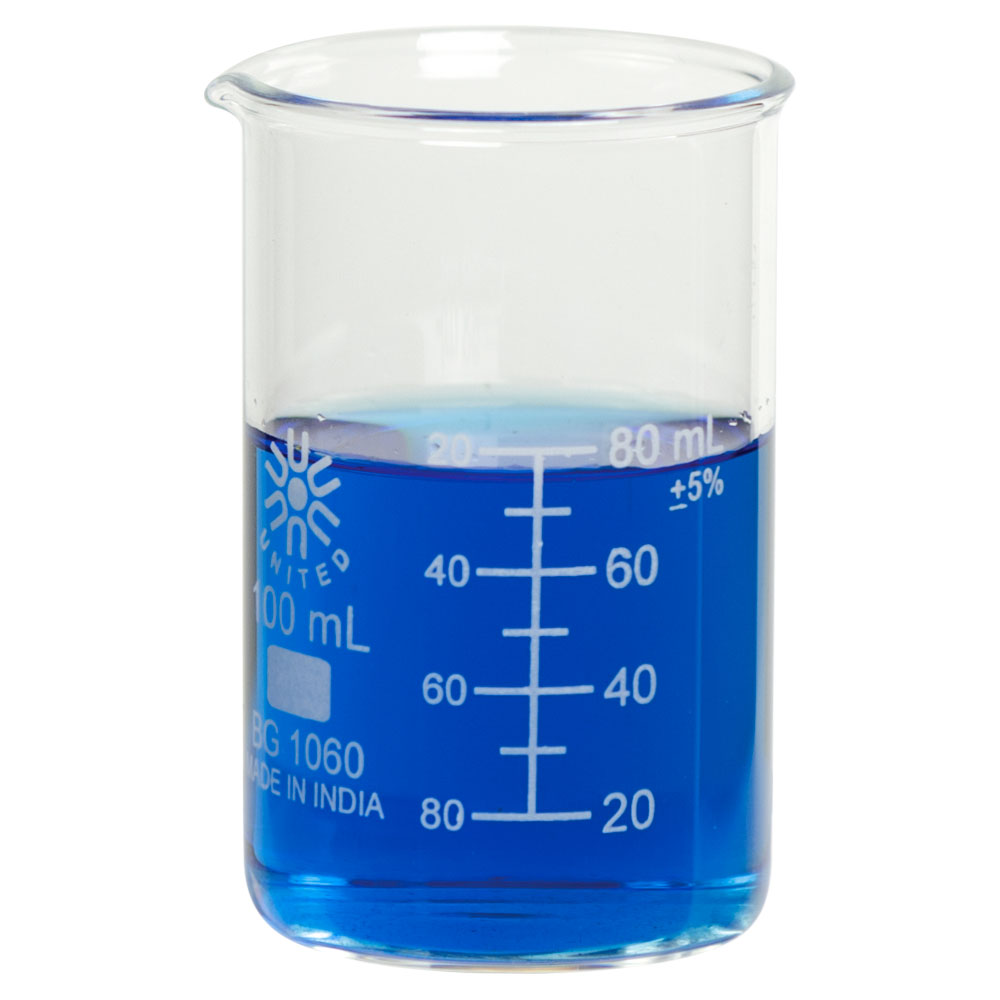 100mL Tall Form Borosilicate Glass Berzelius Beaker with Spout U.S