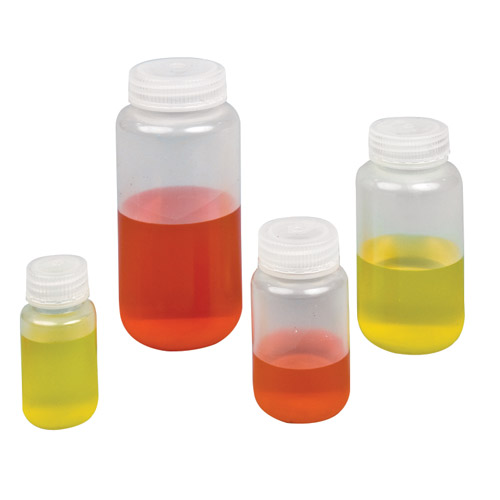 500mL Wide Mouth Natural Polypropylene Reagent Bottles with 53/415 Caps - Pack of 12
