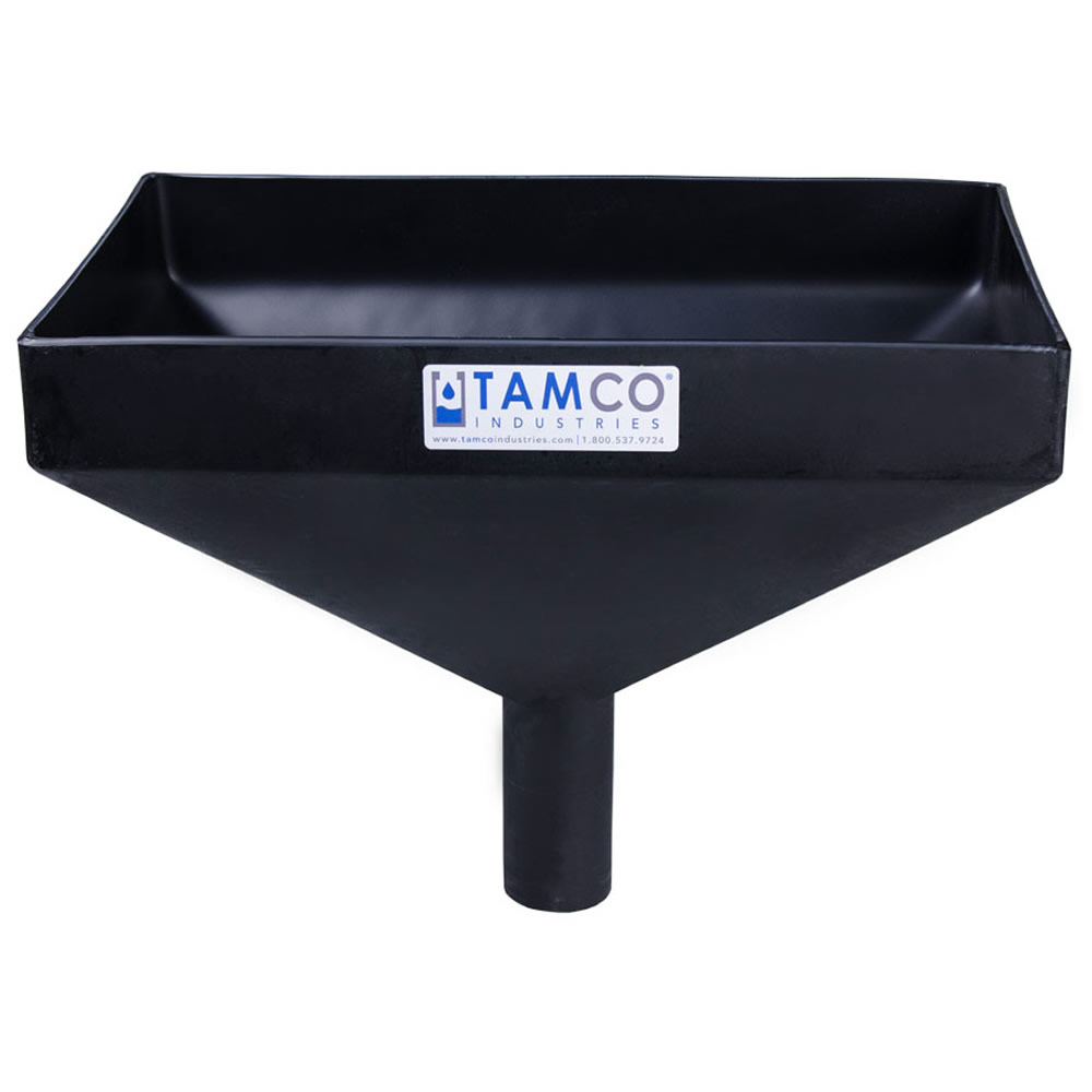 12" x 8" Rectangular Black Tamco® Funnel with 11/2" OD Center Spout
