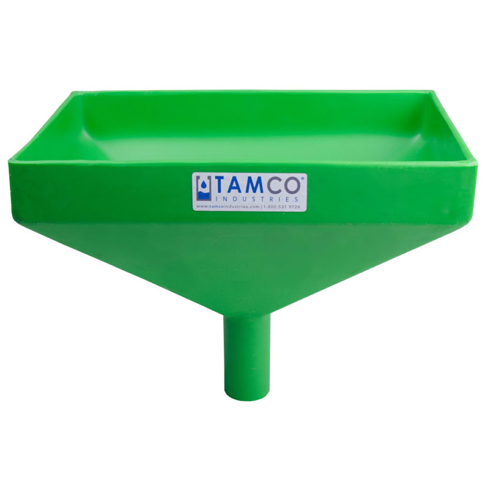 12" x 8" Rectangular Green Tamco® Funnel with 11/2" OD Center Spout