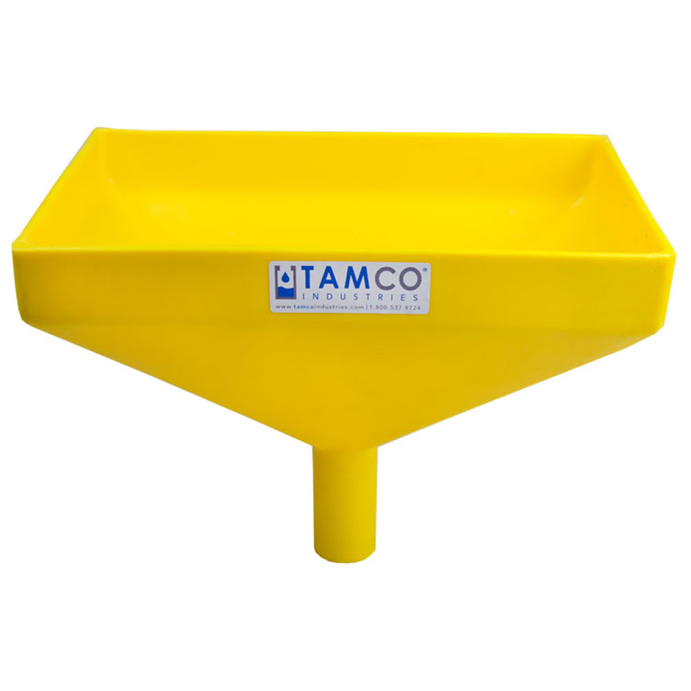 12" x 8" Rectangular Yellow Tamco® Funnel with 11/2" OD Center Spout