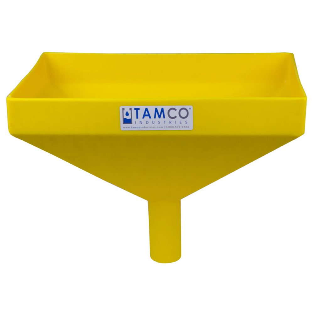 16" x 10" Rectangular Yellow Tamco® Funnel with 2" OD Center Spout U
