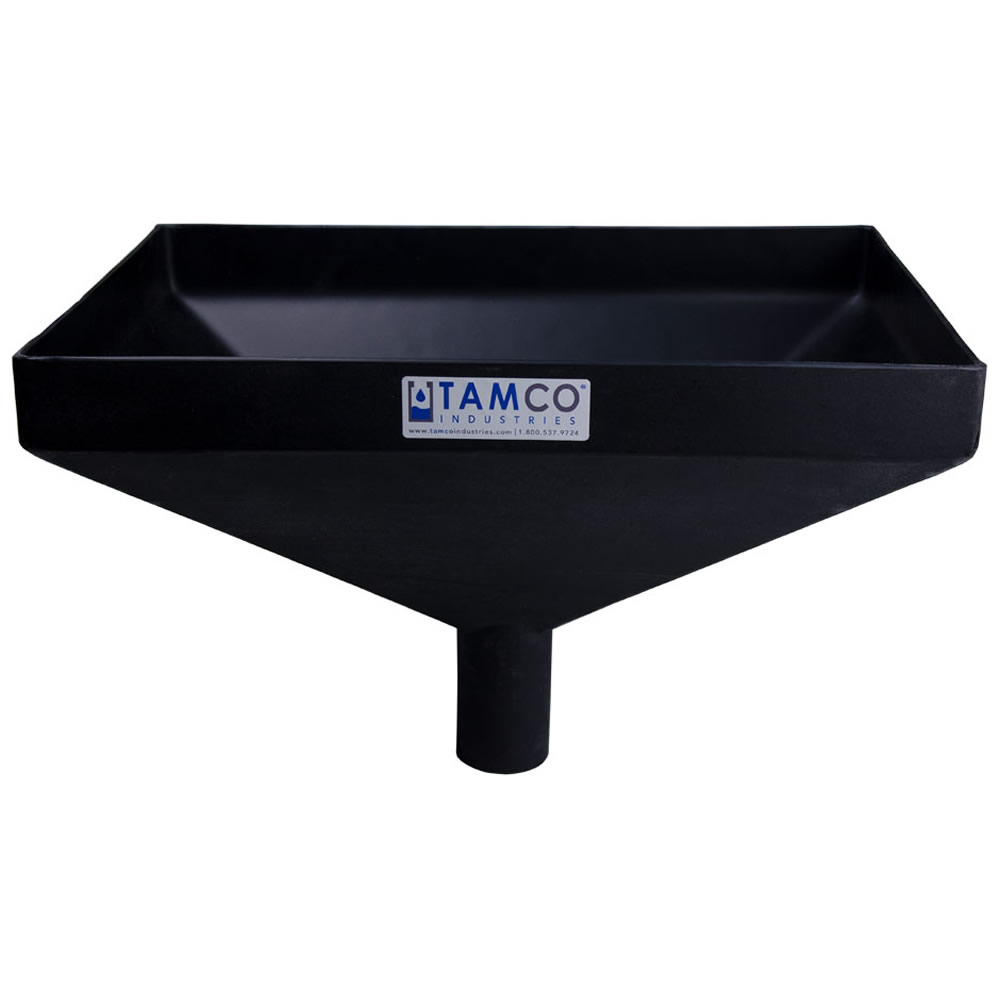 20" x 13" Rectangular Black Tamco® Funnel with 21/2" OD Center Spout