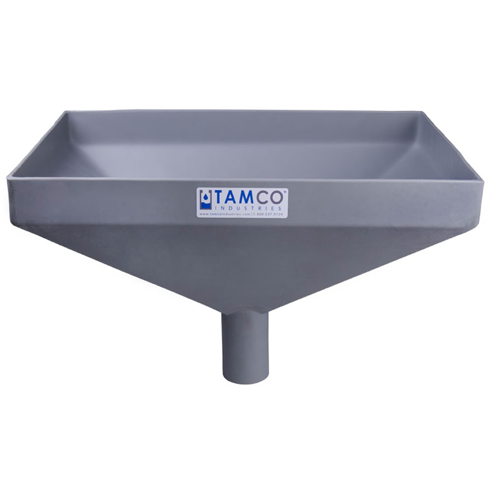 20" x 13" Rectangular Light Gray Tamco® Funnel with 21/2" OD Center