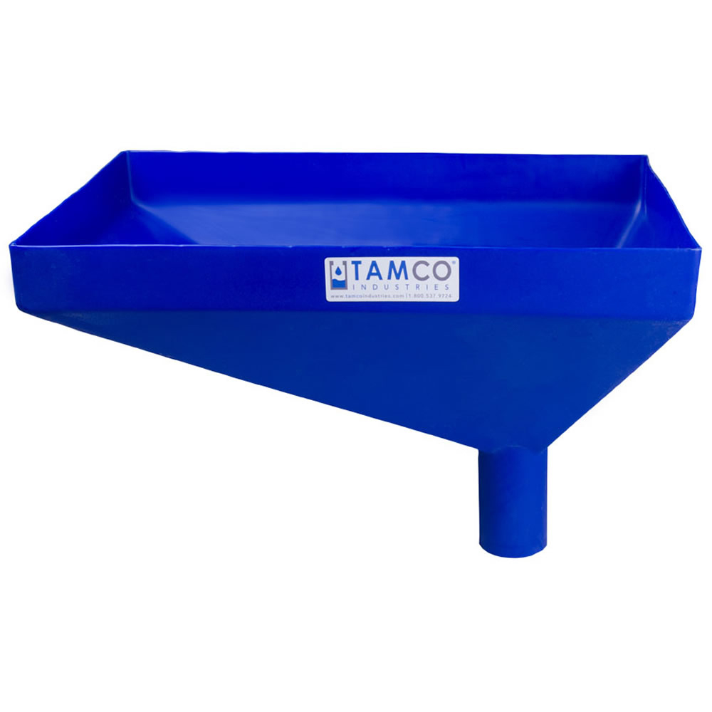 20" x 13" Rectangular Blue Tamco® Funnel with 21/2" OD Offset Spout