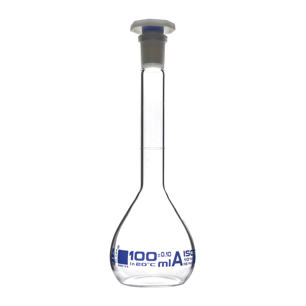 100mL Clear Volumetric Flask with 14/23 Stopper U.S. Plastic Corp.