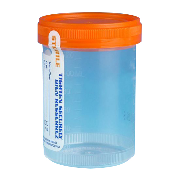 120mL Tite-Rite™ Sterile Container with 53mm Orange Cap - Case of 100