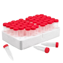 5mL Sterile Macrocentrifuge Tubes with Red Screw Caps & Foam Rack - Case of 500