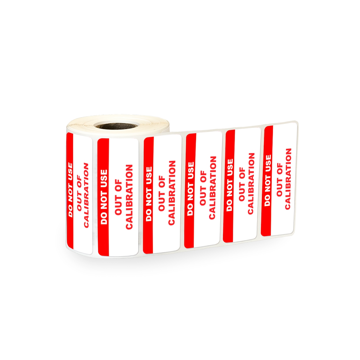 "Do Not Use - Out of Calibration" Rectangular Water-Resistant Polypropylene Label with Red Header - 3" x 1"