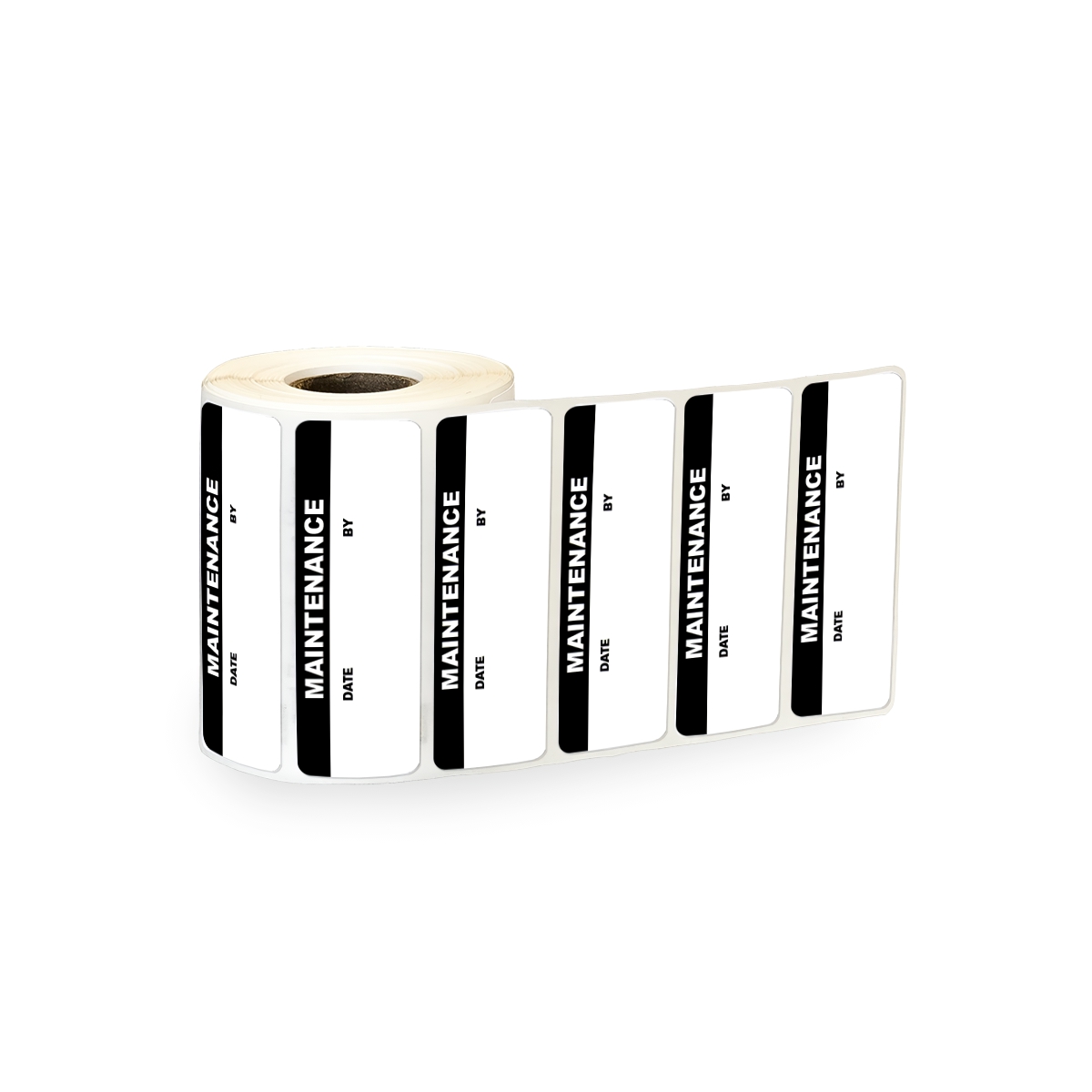 "Maintenance" with "Date" & "By" Blocks Rectangular Water-Resistant Polypropylene Write-On Label with Black Header - 3" x 1"