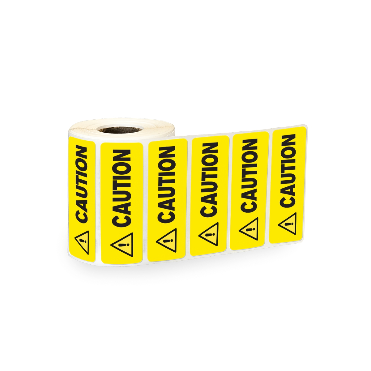 "Caution" Rectangular Water-Resistant Polypropylene Label with Symbol & Yellow Background - 3" x 1"