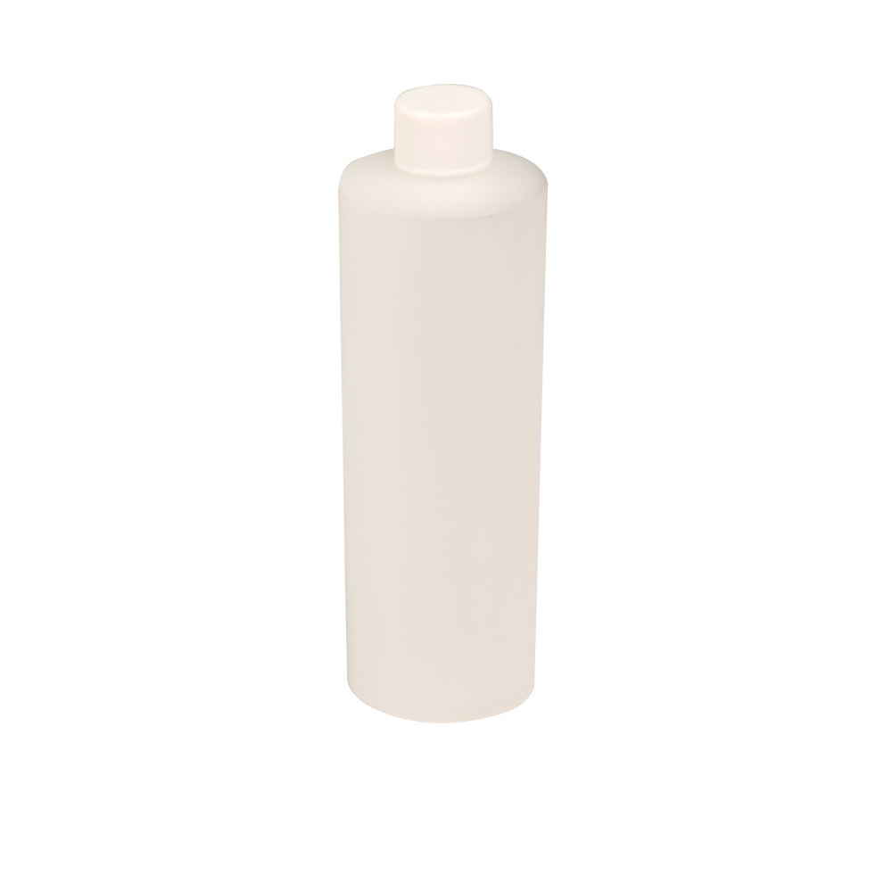 12 oz. Natural HDPE Cylindrical Sample Bottle with 24/410 White Ribbed Cap with F217 Liner