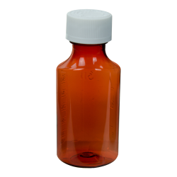 2 oz. Amber PET Oval Liquid Bottle with 24mm CR Cap