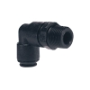 6mm Tube OD x 1/4" BSPT Black Acetal Metric Swivel Elbow