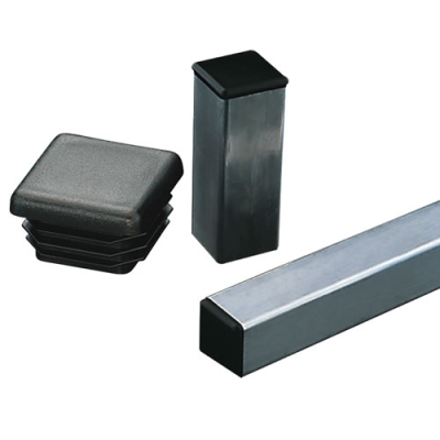 1-1/2"/10-14 Gauge Square Black Tubing Plug - A = 1.50", B = 0.52"