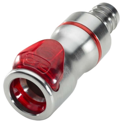 1/2" In-Line Hose Barb LQ6 Chrome Plated Brass Valve Body - Red (Insert Sold Separately)