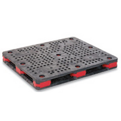 Bulk-Pal® Pallet 44" x 56" Black with 2.5" Red Connectors
