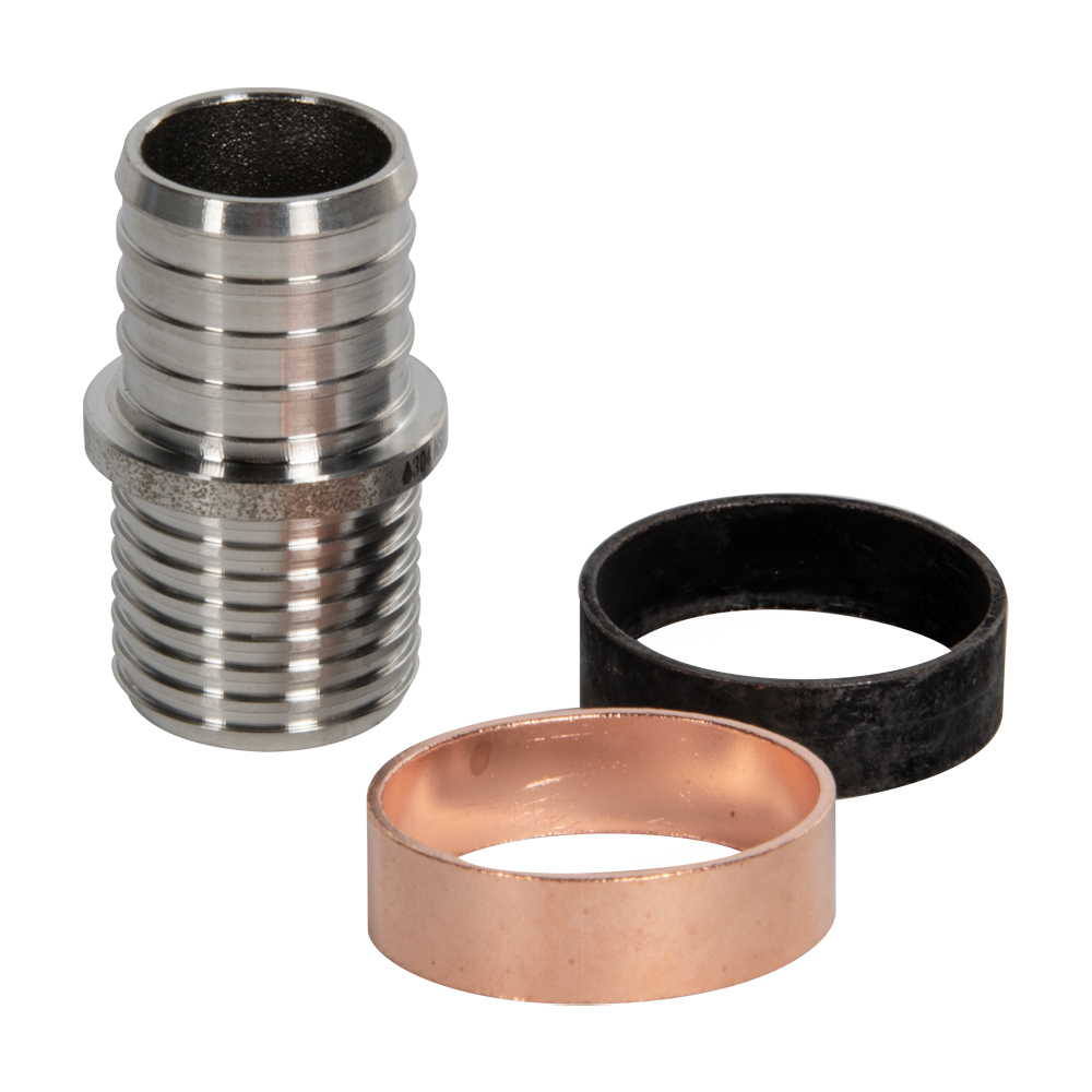 1" PEX x 1" PolyButylene Tube Stainless Steel Transition Coupling U.S