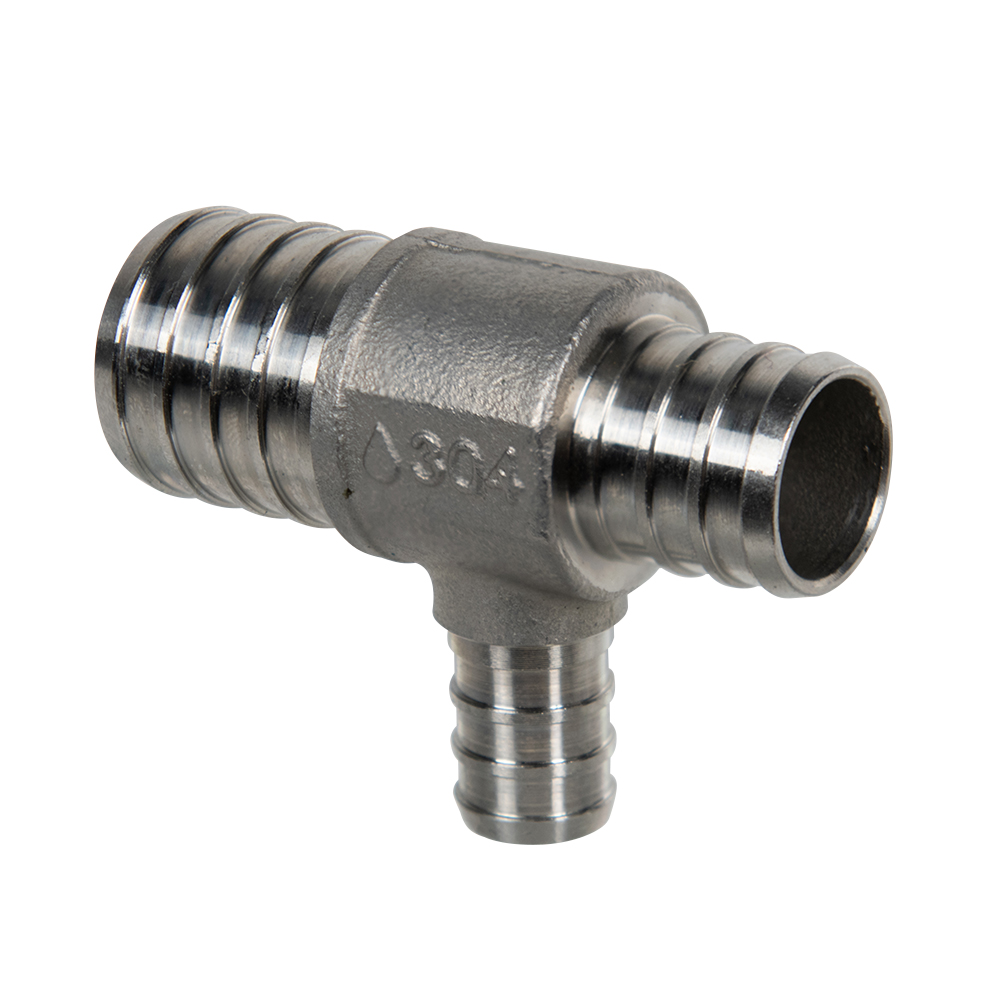 1" x 3/4" x 1/2" PEX Stainless Steel Reducer Tee | U.S. Plastic Corp.