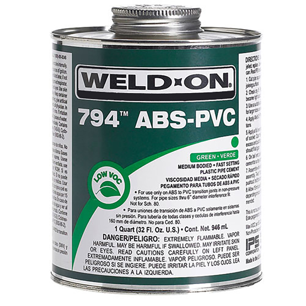 Pint Green IPS® WeldOn® 794™ ABSPVC Transition Cement U.S. Plastic Corp.