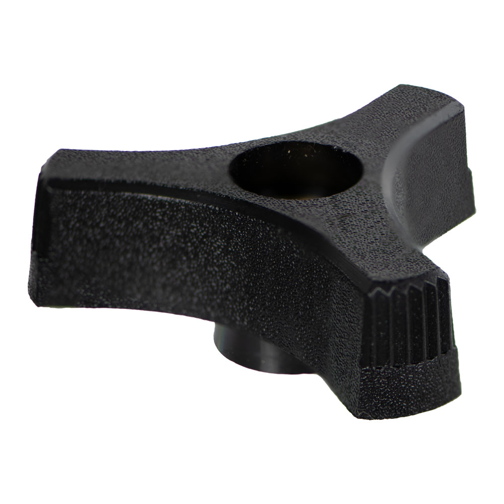 1 Each Three Prong Plastic Knobs w//Thru Hole Brass Insert 1//4-20 thds 1 dia Black ABS