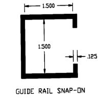 1.5" x 1.5" ID UHMW Guide Rail Snap-On Extruded Profile