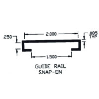 2" x 0.250" ID UHMW Long Guide Rail Snap-On Extruded Profile