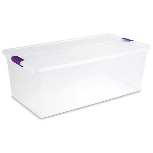 Sterilite® 110 Quart ClearView Latch™ Box with Sweet Plum Handles 34