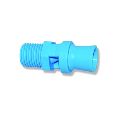1/4" MNPT Blue Polypropylene BEX® Mini Tank Mixing Eductor with 0.098" Orifice