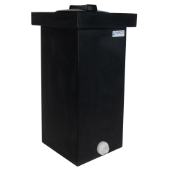 14 Gallon Black Polyethylene Tamco® Tank with 8" Lid & 3/4" FNPT Polypropylene Bulkhead - 12" L x 12" W x 24" Hgt.