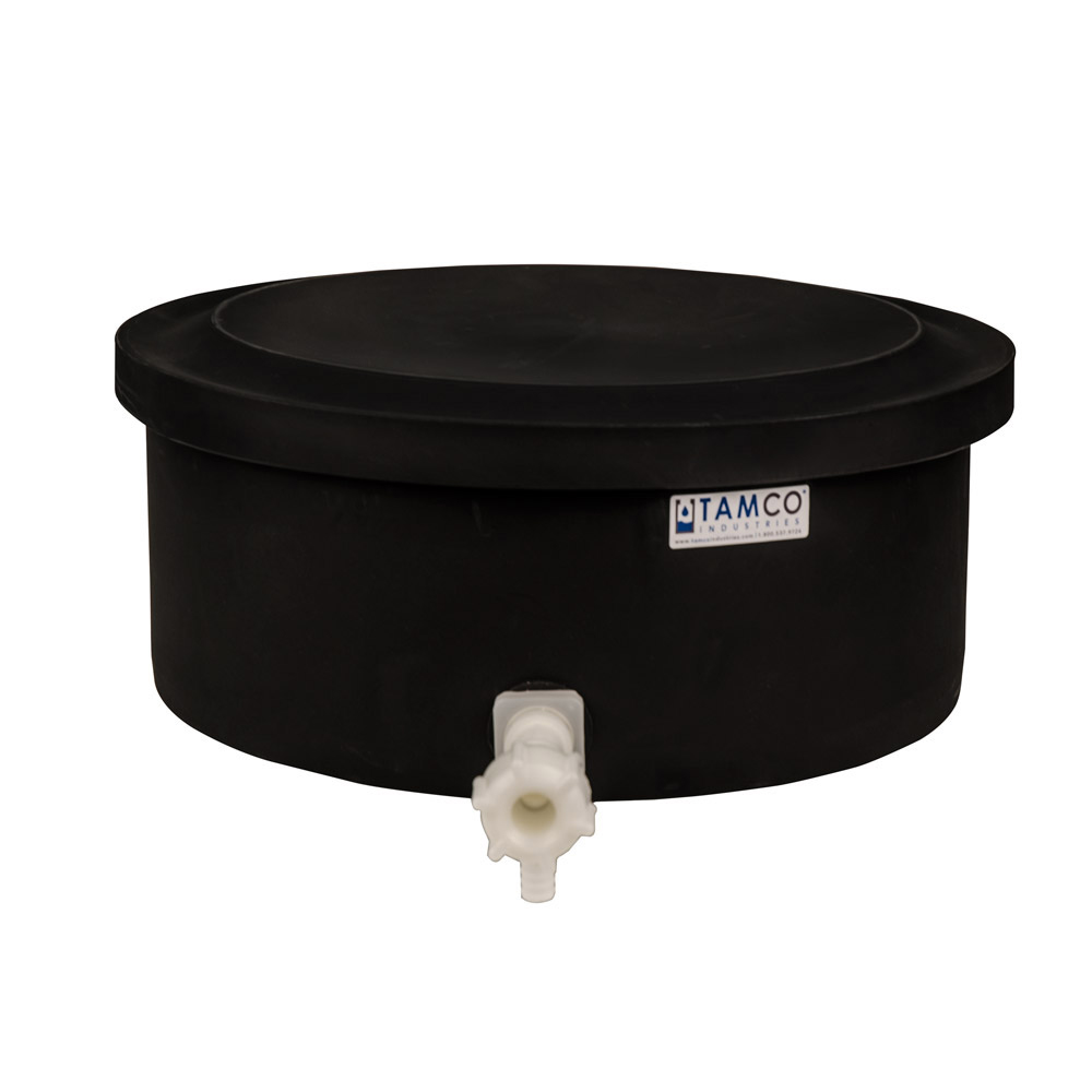 6 Gallon Black Polyethylene Shallow Tank with Cover & Spigot 7" High