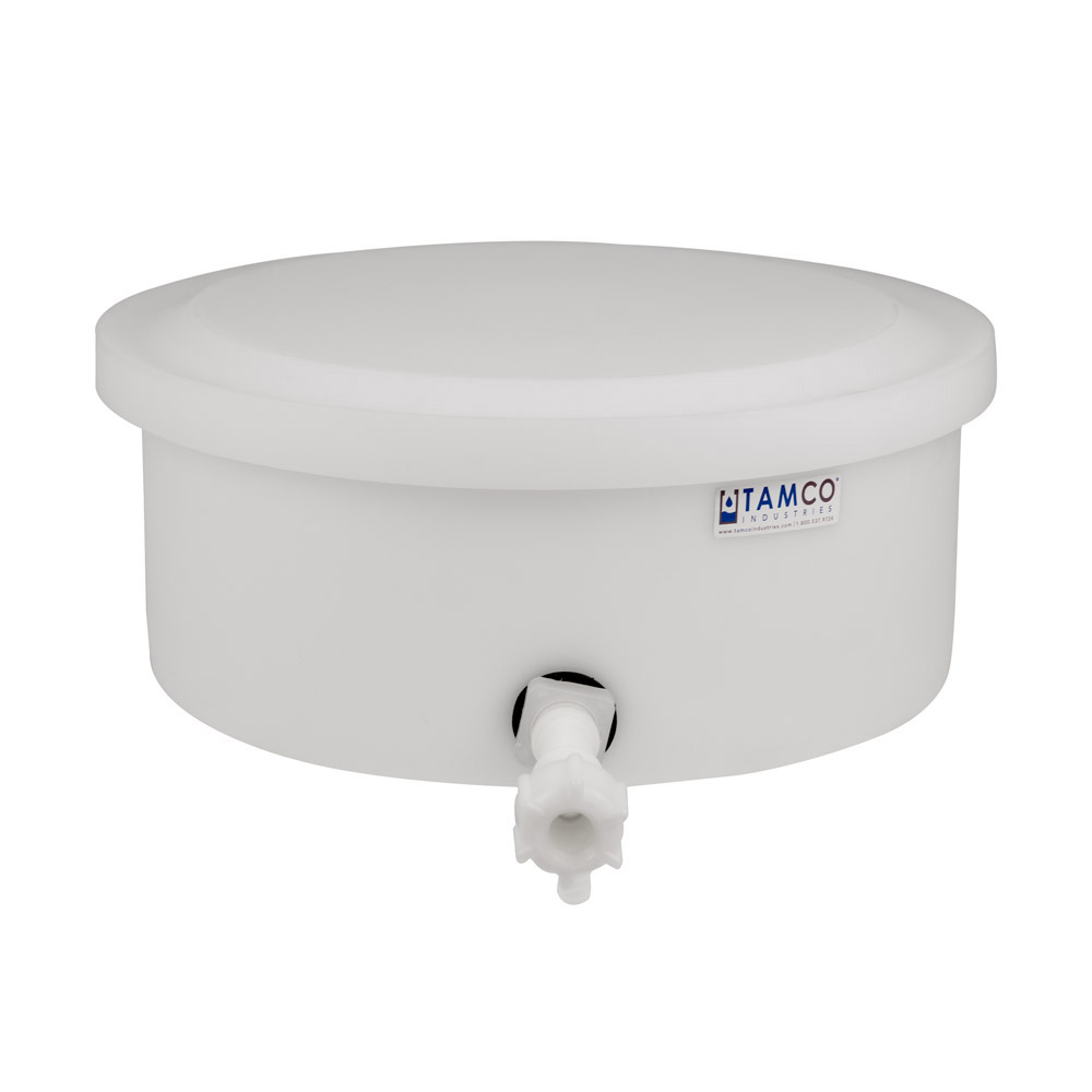 6 Gallon Natural Polyethylene Shallow Tamco® Tank with Cover & Spigot