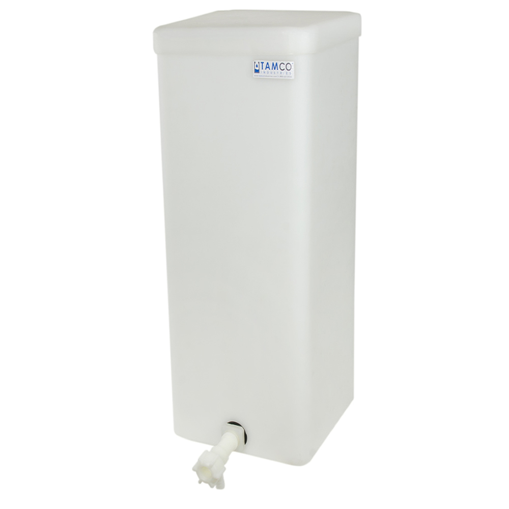 20 Gallon Natural Heavy Duty Square Tamco® Tank with Cover & Spigot