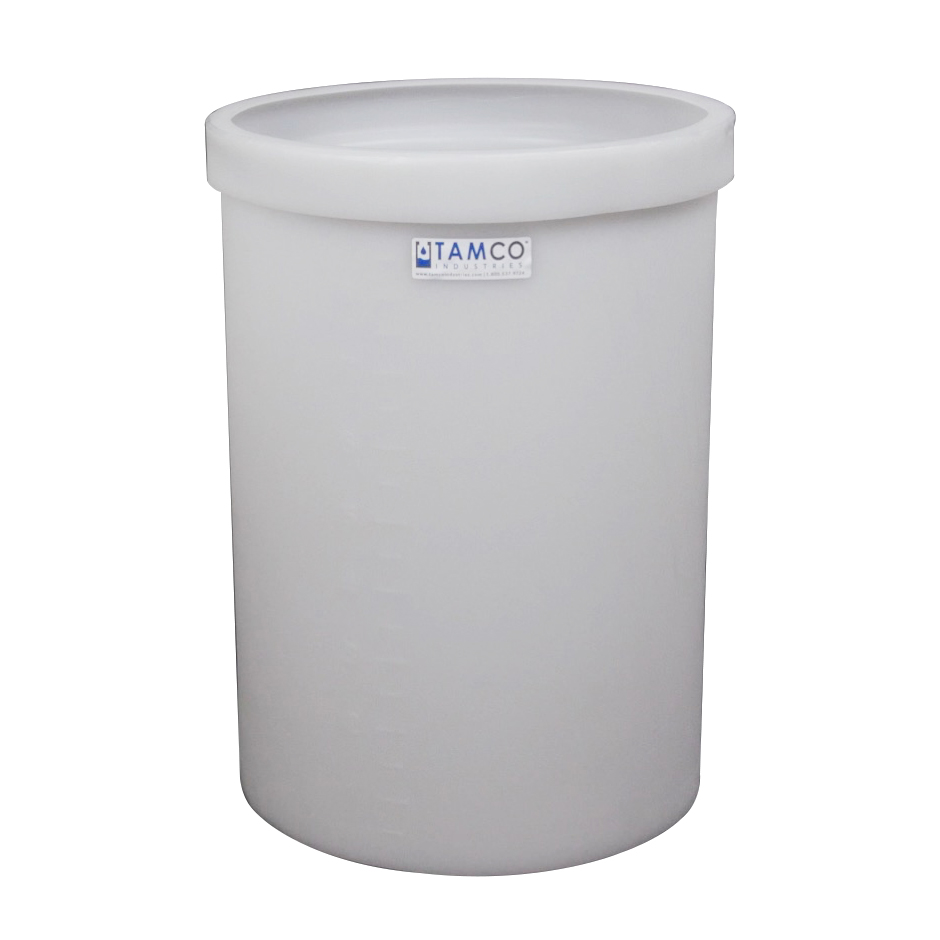 10 Gallon Natural LLDPE Cylindrical Tamco® Standard Wall Graduated Tank with External Flange - 13" Dia. x 19" Hgt. (Cover Sold Separately)