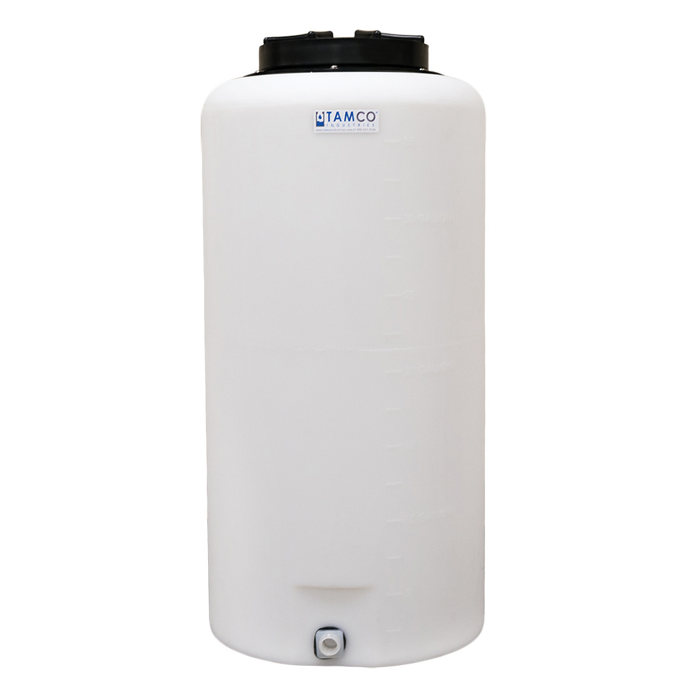35 Gallon Tamco® Vertical Natural PE Tank with 12-1/2" Plain Lid & 3/4" Fitting - 19" Dia. x 37" Hgt.