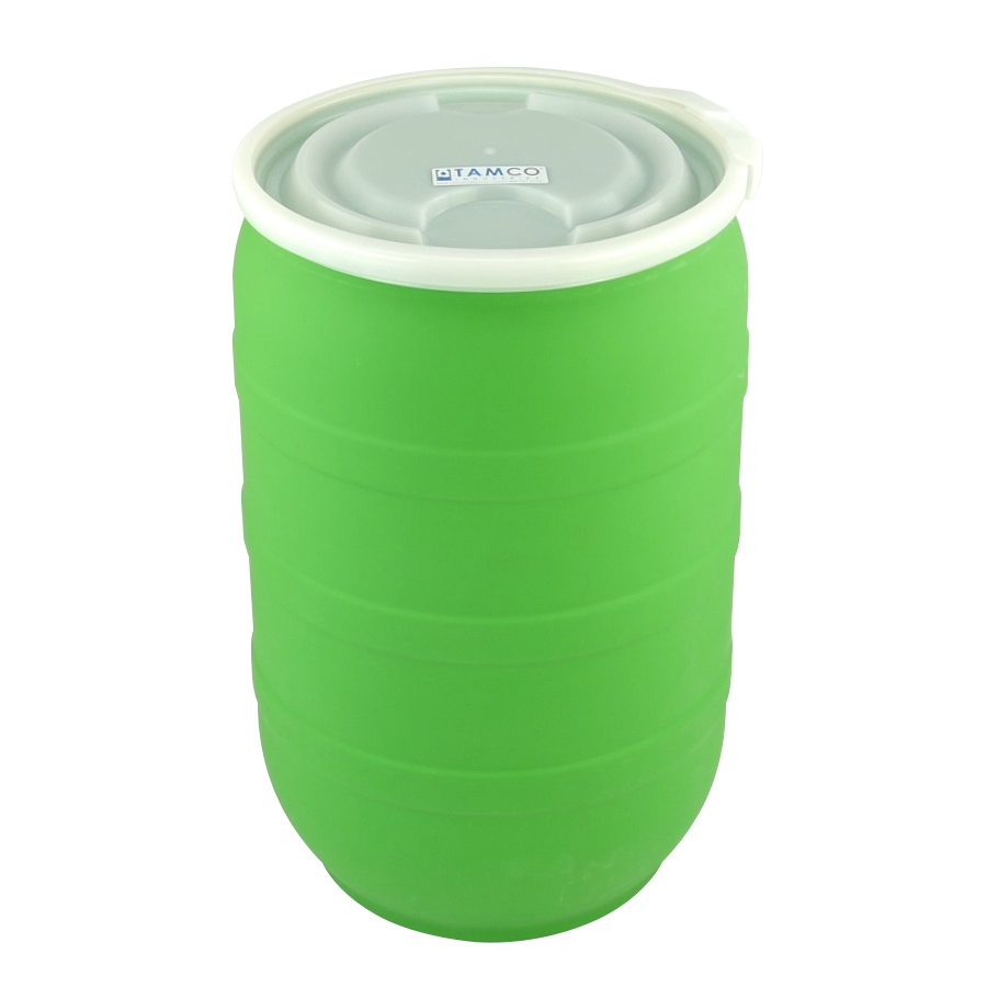 30 Gallon Green Tamco® Open Head Drum with Plain Lid