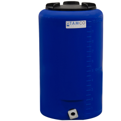 10 Gallon Tamco® Vertical Blue PE Tank with 8" Lid & 3/4" Fitting - 13" Dia. x 22" Hgt.