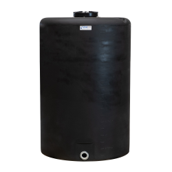300 Gallon Tamco® Vertical Black PE Tank with 12-1/2" Lid & 2" Fitting - 40" Dia. x 63" Hgt.