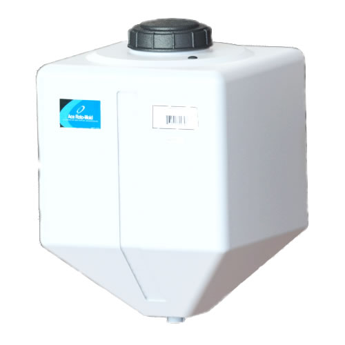 15 Gallon White Square Rinse Tank w/5" Lid & 1-1/4" Spinweld Fitting - 16" L x 16" W x 23" Hgt.
