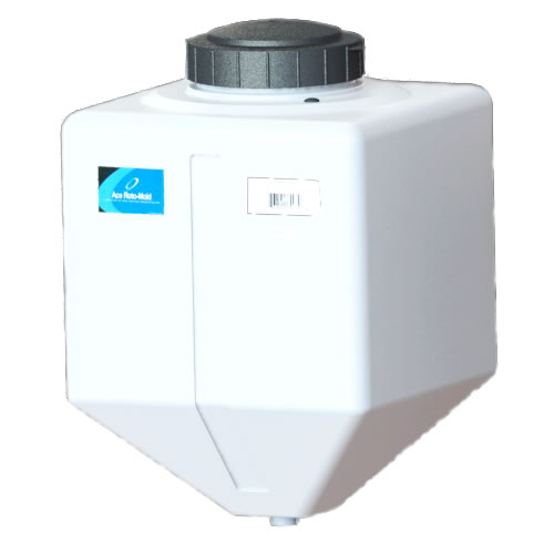 15 Gallon White Square Rinse Tank w/7" Lid & 1-1/4" Spinweld Fitting - 16" L x 16" W x 24" Hgt.