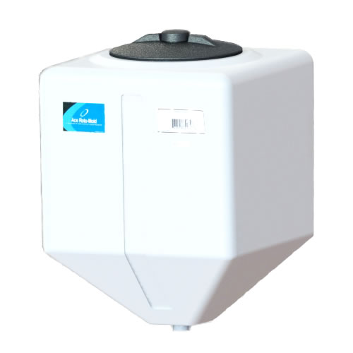 15 Gallon White Square Rinse Tank w/8" Lid & 1-1/4" Spinweld Fitting - 16" L x 16" W x 22" Hgt.