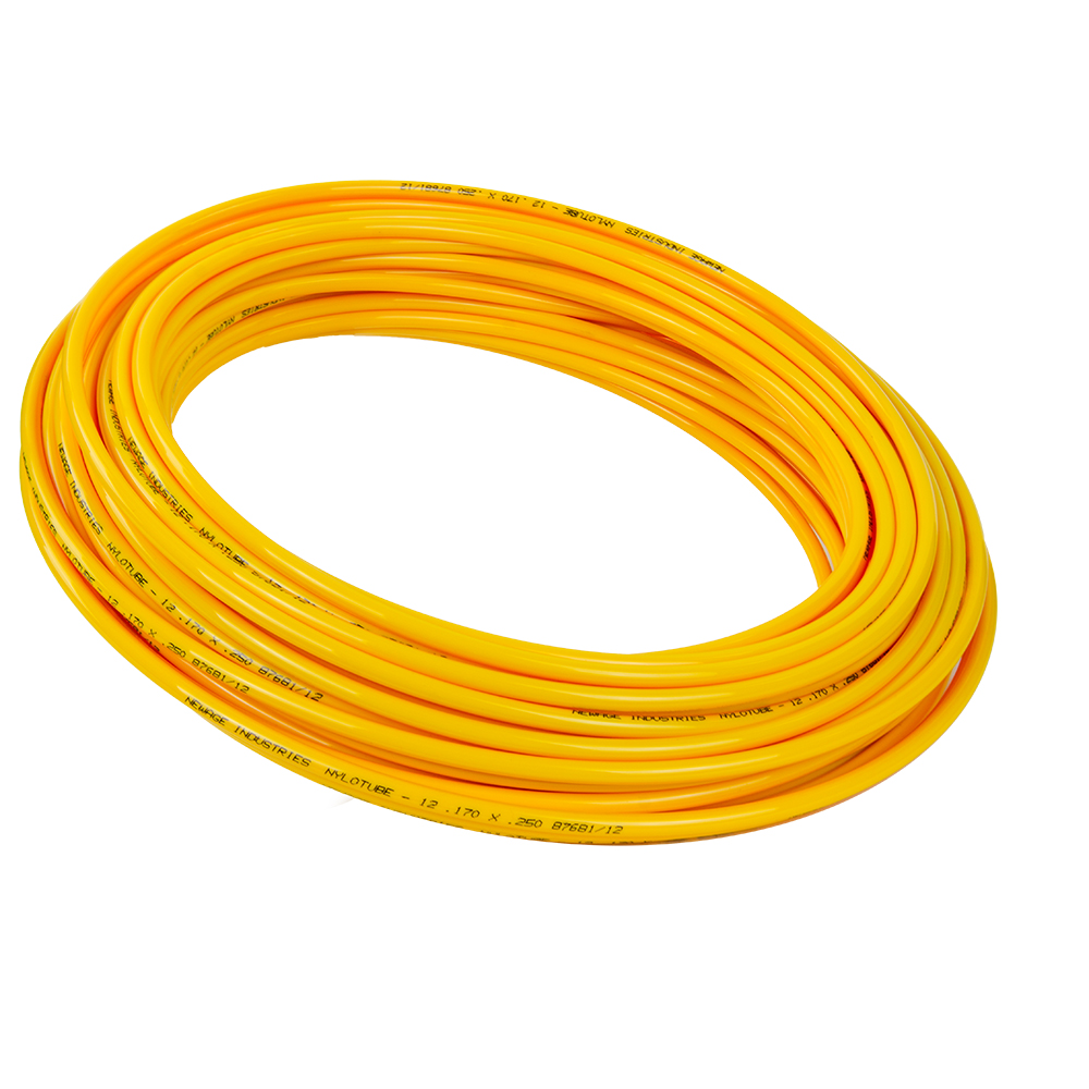 0.170" ID x 1/4" OD Yellow High Pressure Flexible Nylon 12 Tubing